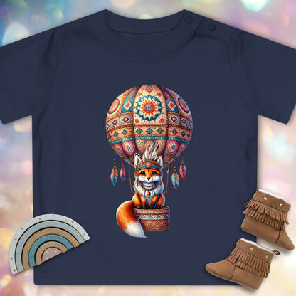 Süßer Fuchs im Heißluftballon - Baby Bio T-Shirt