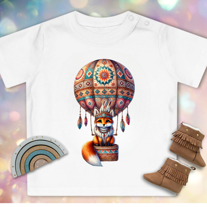 Süßer Fuchs im Heißluftballon - Baby Bio T-Shirt