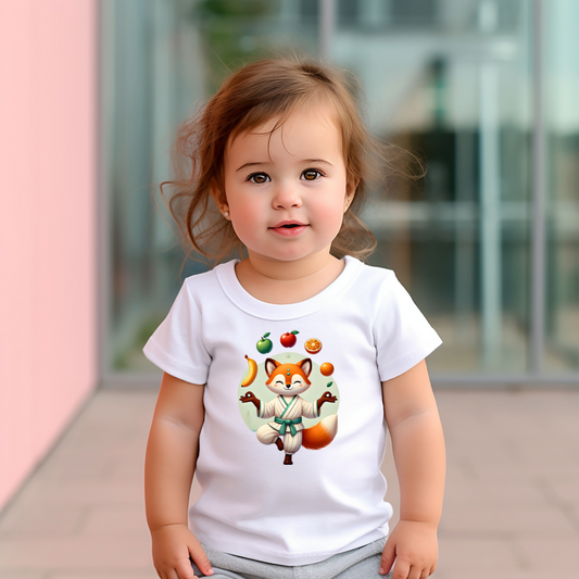 Süßer Fuchs jongliert mit Obst - Baby Bio T-Shirt