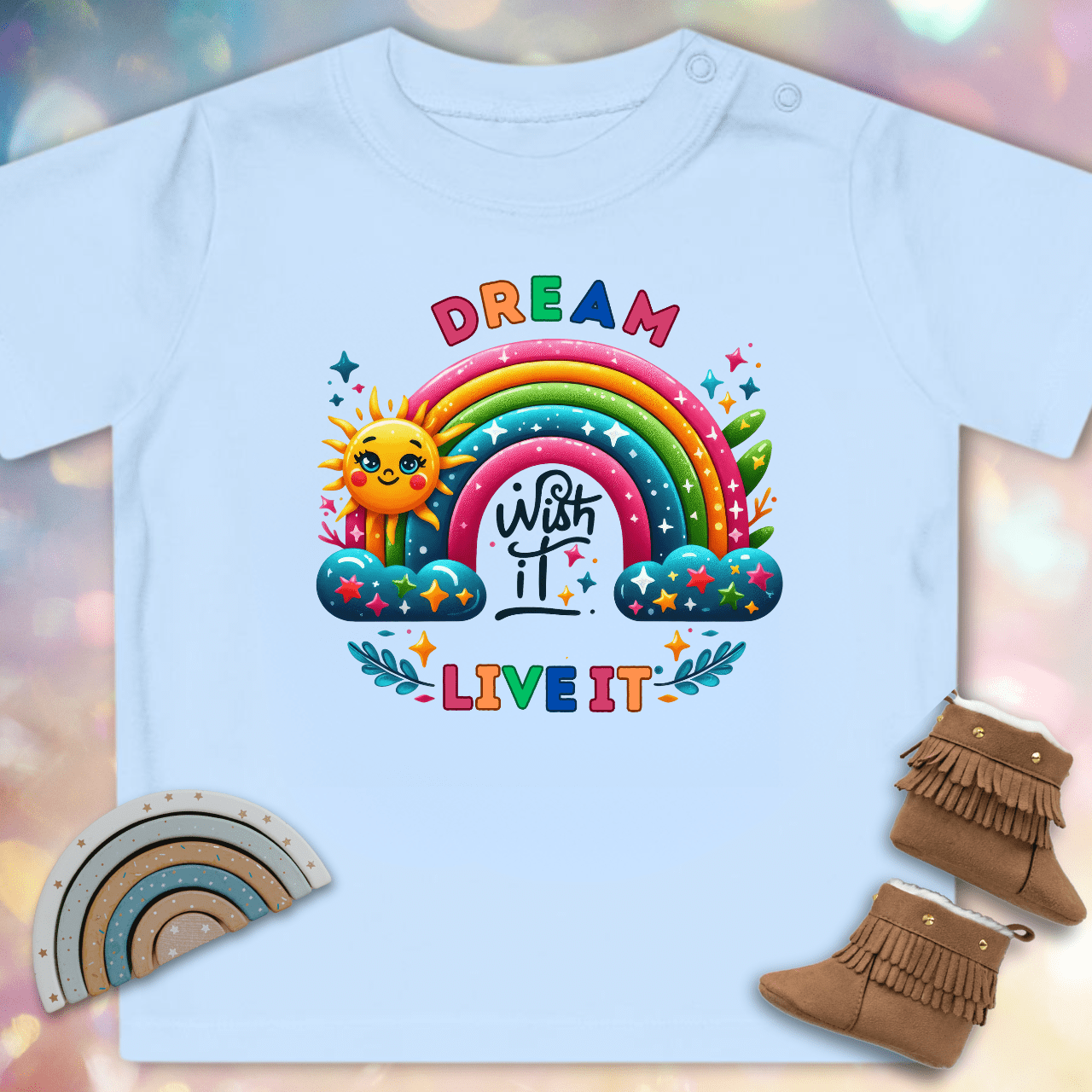 Regenbogenträume - Baby Bio-T-Shirt