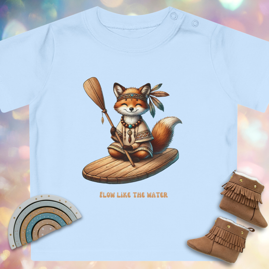 Shaman Fox auf einem SUP-Board - Baby Bio-T-Shirt